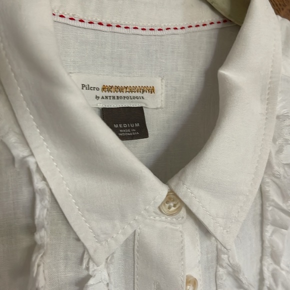 Pilcro linen blend ruffle front button down shirt - Picture 4 of 9